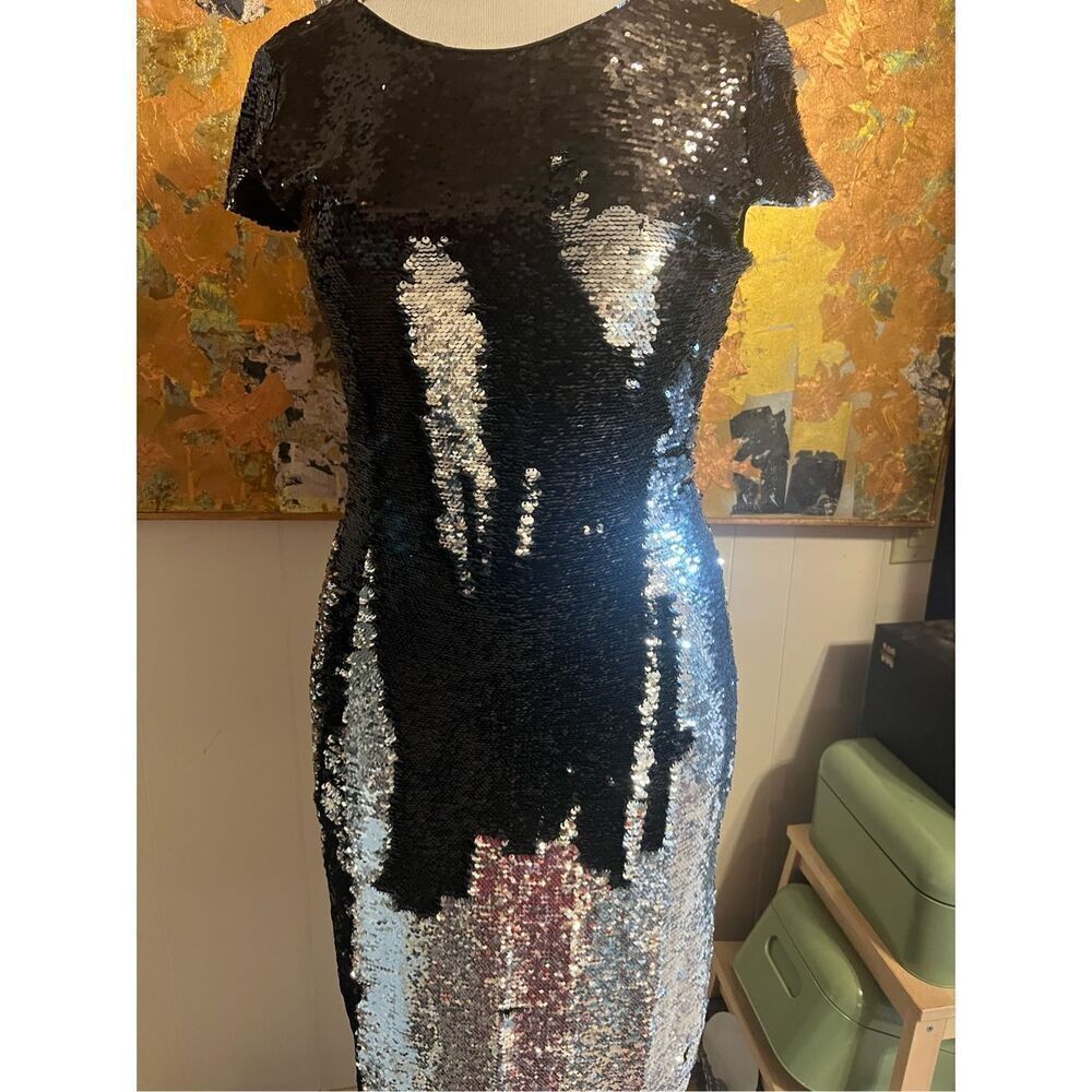 Interactive Renn Sequined Black/Silver Bodycon Co… - image 2